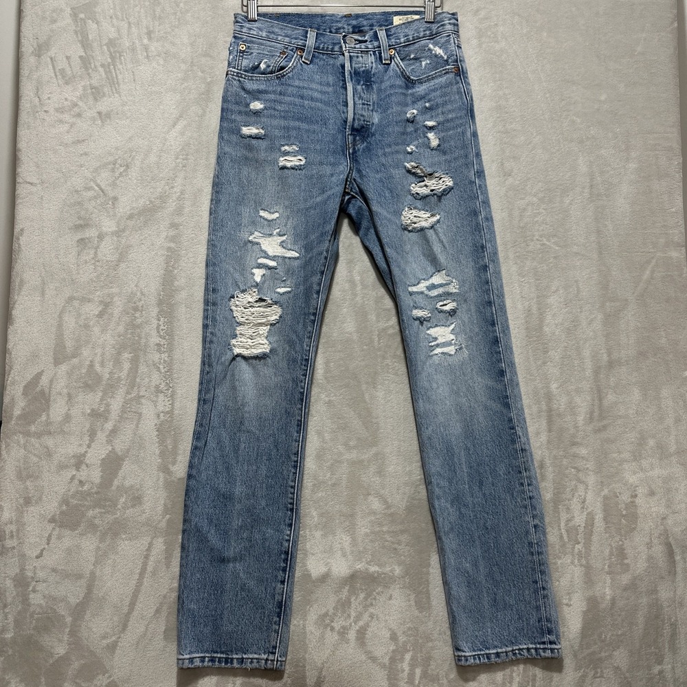 Levis 501 Jeans Mens 27x32 Selvedge 150th Anniversary Distressed Denim Big E